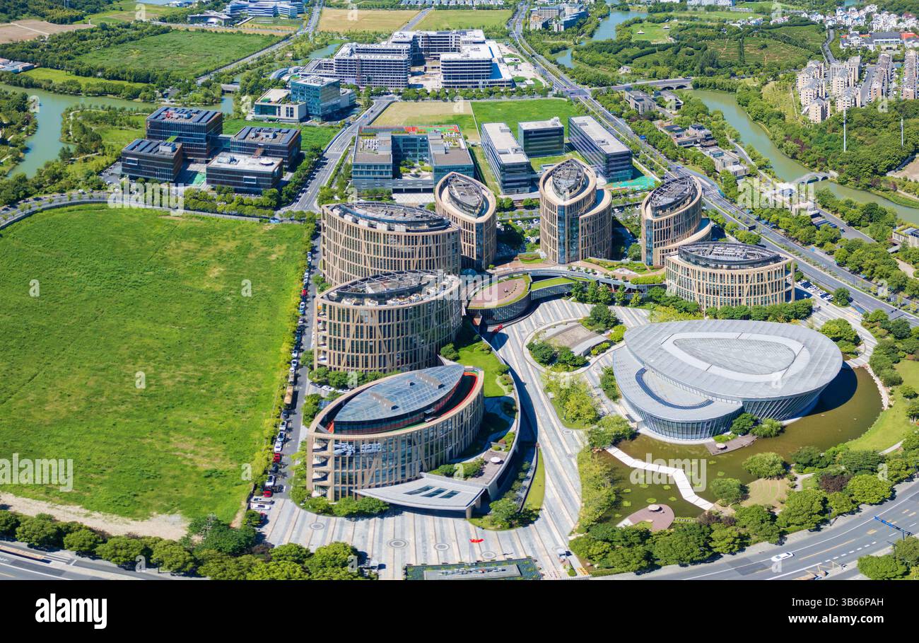 Parc industriel de télévision numérique de WASU, Hangzhou, Zhejiang, Chine Banque D'Images