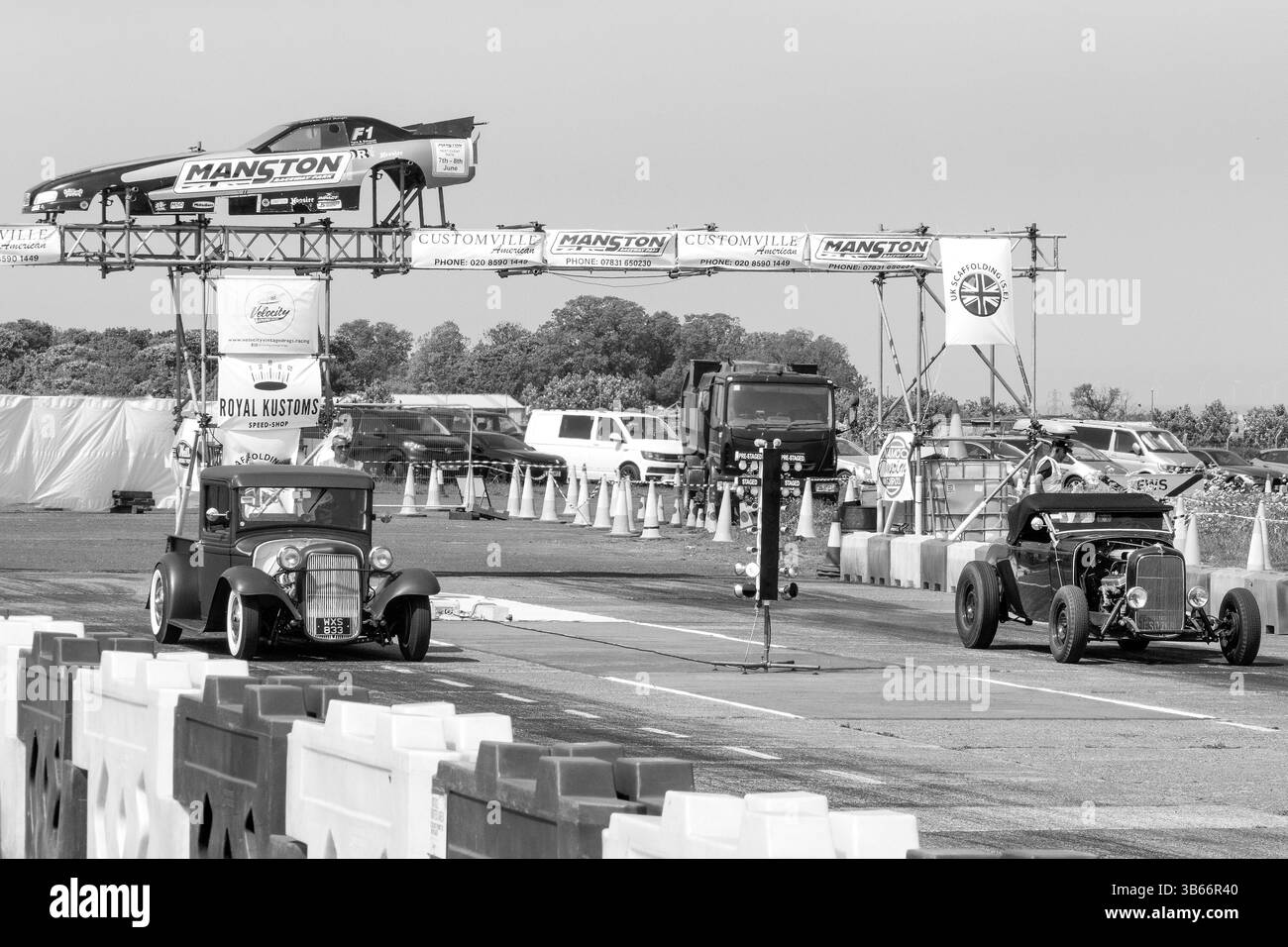 Course de dragsters vintage au Manston Park Raceway Margate Kent Banque D'Images