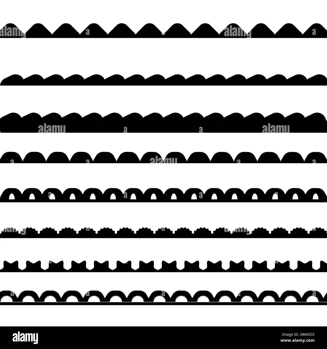 Ensemble de bordures de crête. Vectoriel éléments de bord de ruban noir vecteur graphique plat Illustration de Vecteur
