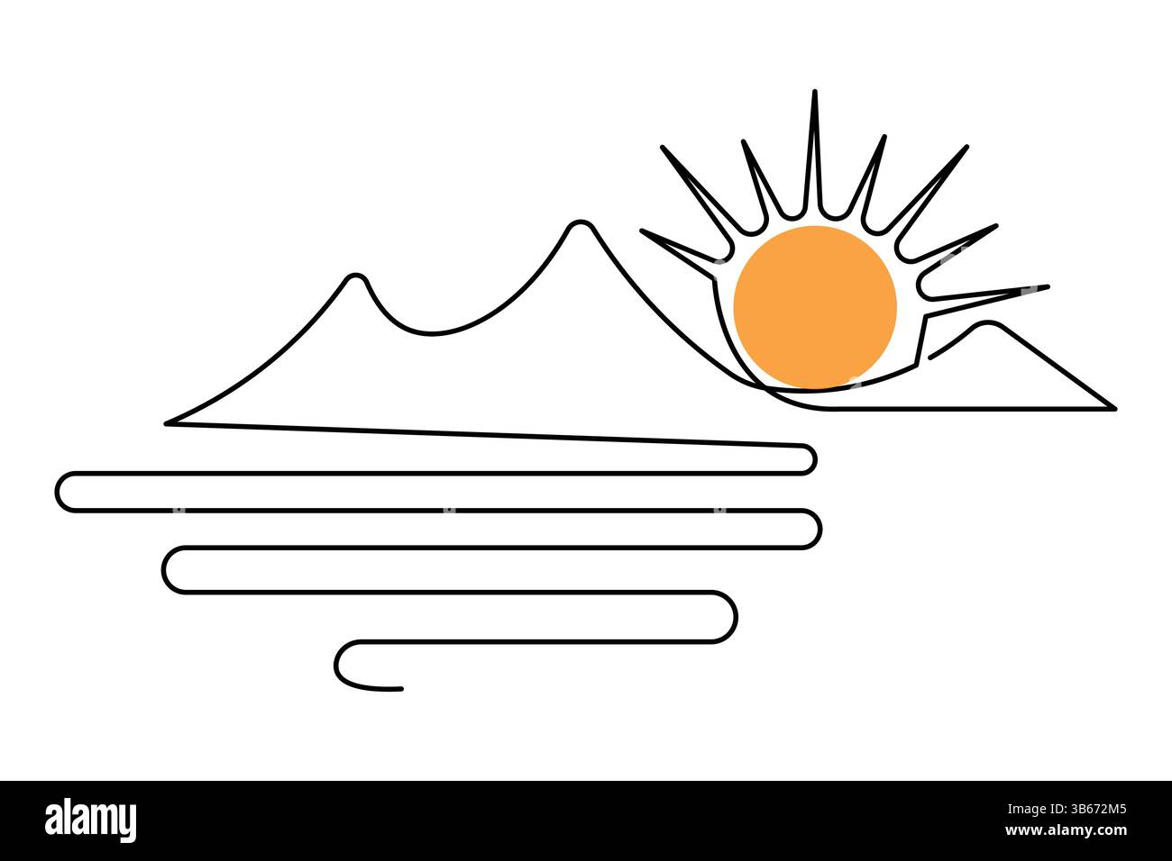 Illustration simple de dessin de ligne unique continue de vecteur de montagne Illustration de Vecteur