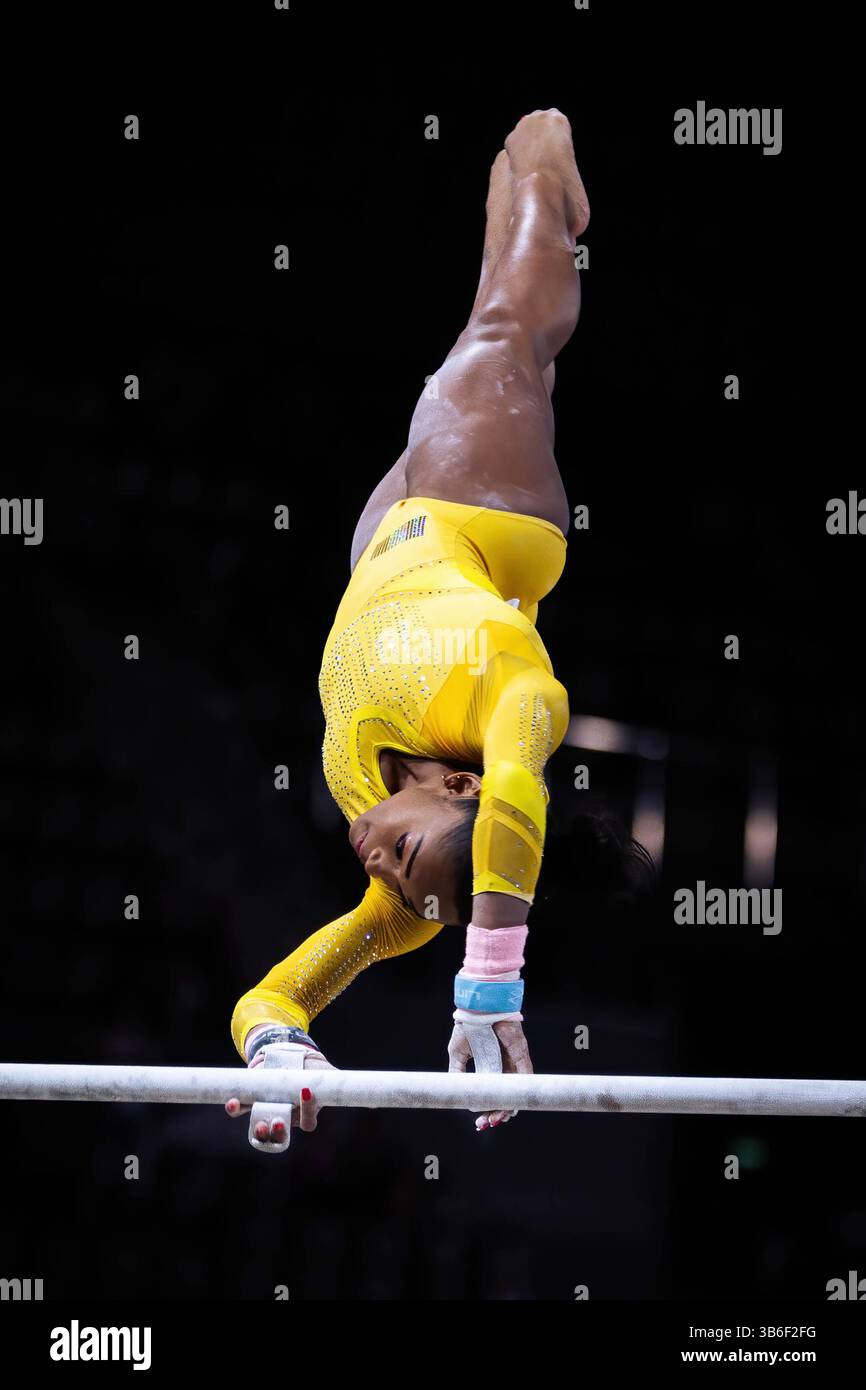 16 septembre 2023, Paris, France : la gymnaste française MÃˆlanie de Jesus dos Santos est vue en compétition lors des jeux internationaux de gymnastique artistique à Accor Arena. Cette année, l'édition des nouveaux internationaux de France célèbre les 150 ans d'existence de la Fédération française de gymnastique. L’événement s’est déroulé à l’Accor Arena, à Paris, et a réuni des athlètes du monde entier dans différentes catégories de gymnastique artisticÂ. (Crédit image : © Telmo Pinto/SOPA images via ZUMA Press Wire) Banque D'Images