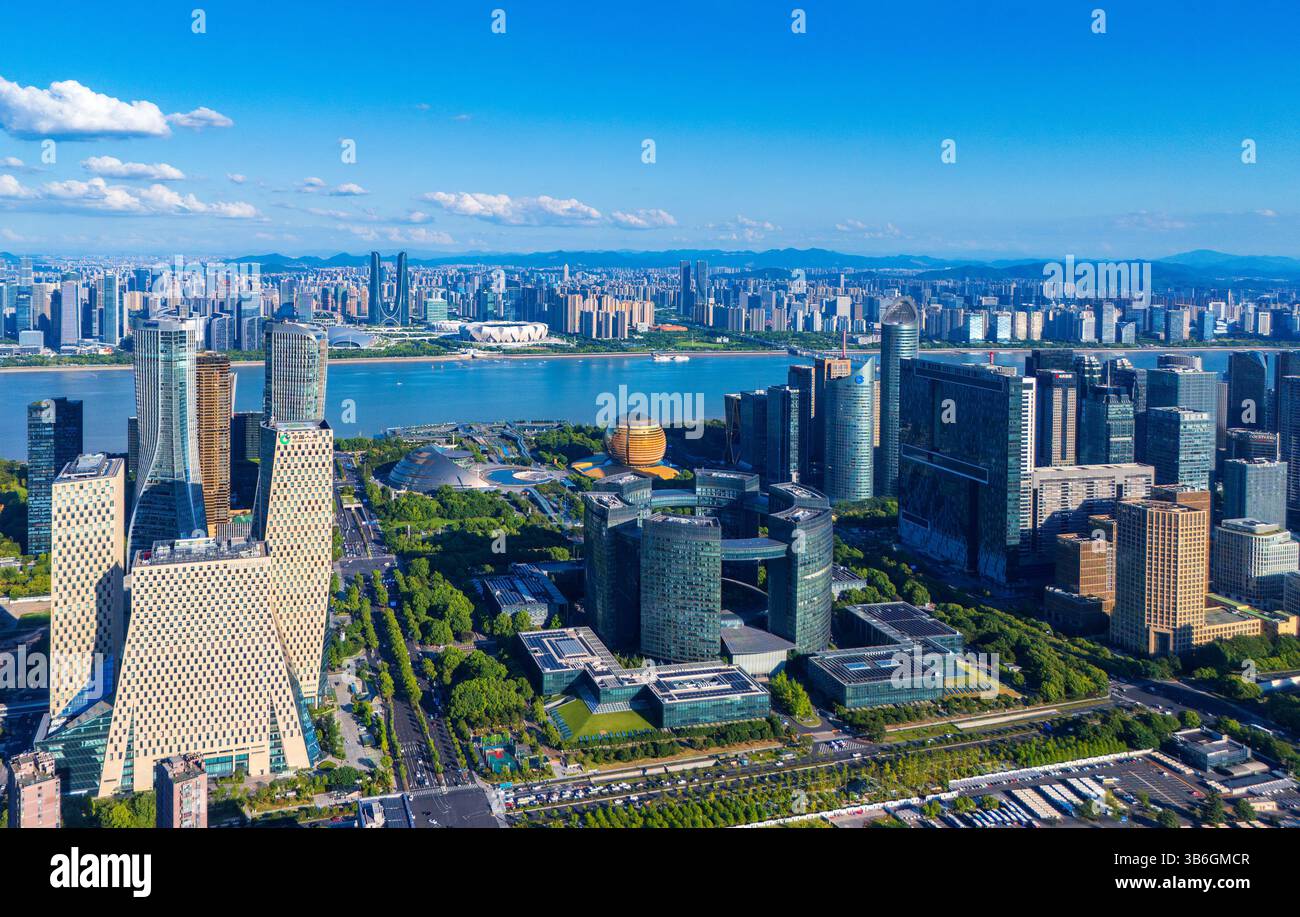 Paysage urbain de Hangzhou, province du Zhejiang, Chine Banque D'Images
