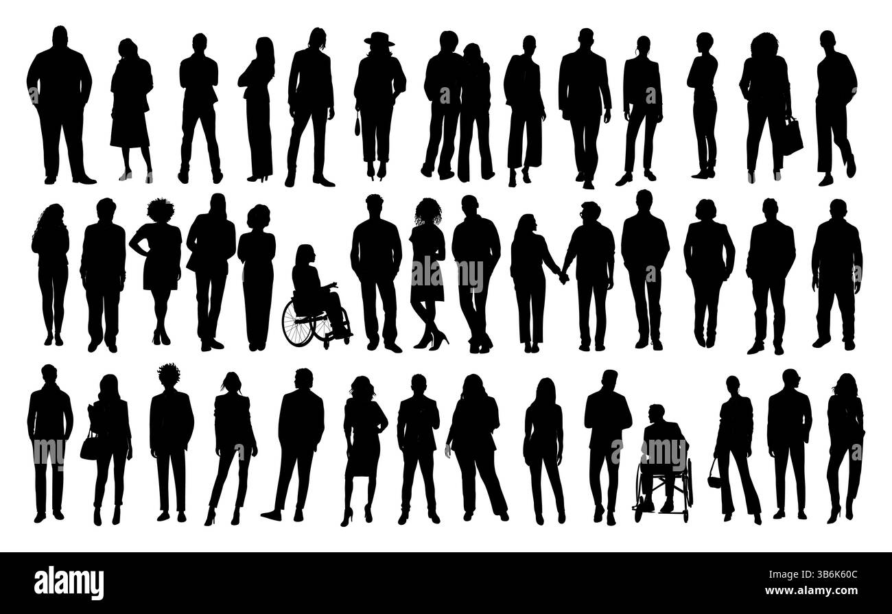 Silhouettes de divers ensembles de vecteurs de personnes d'affaires Illustration de Vecteur