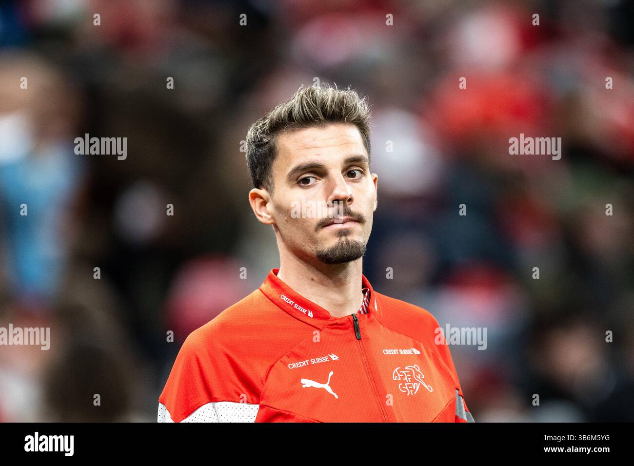 23 mars 2024, Copenhague, null, Danemark : Copenhague, Danemark. 23 mars 2024. Uran Bislimi de Suisse vu avant le match amical de football entre le Danemark et la Suisse à Parken à Copenhague. (Crédit image : © Gonzales photo/Gonzales photo via ZUMA Press) Banque D'Images