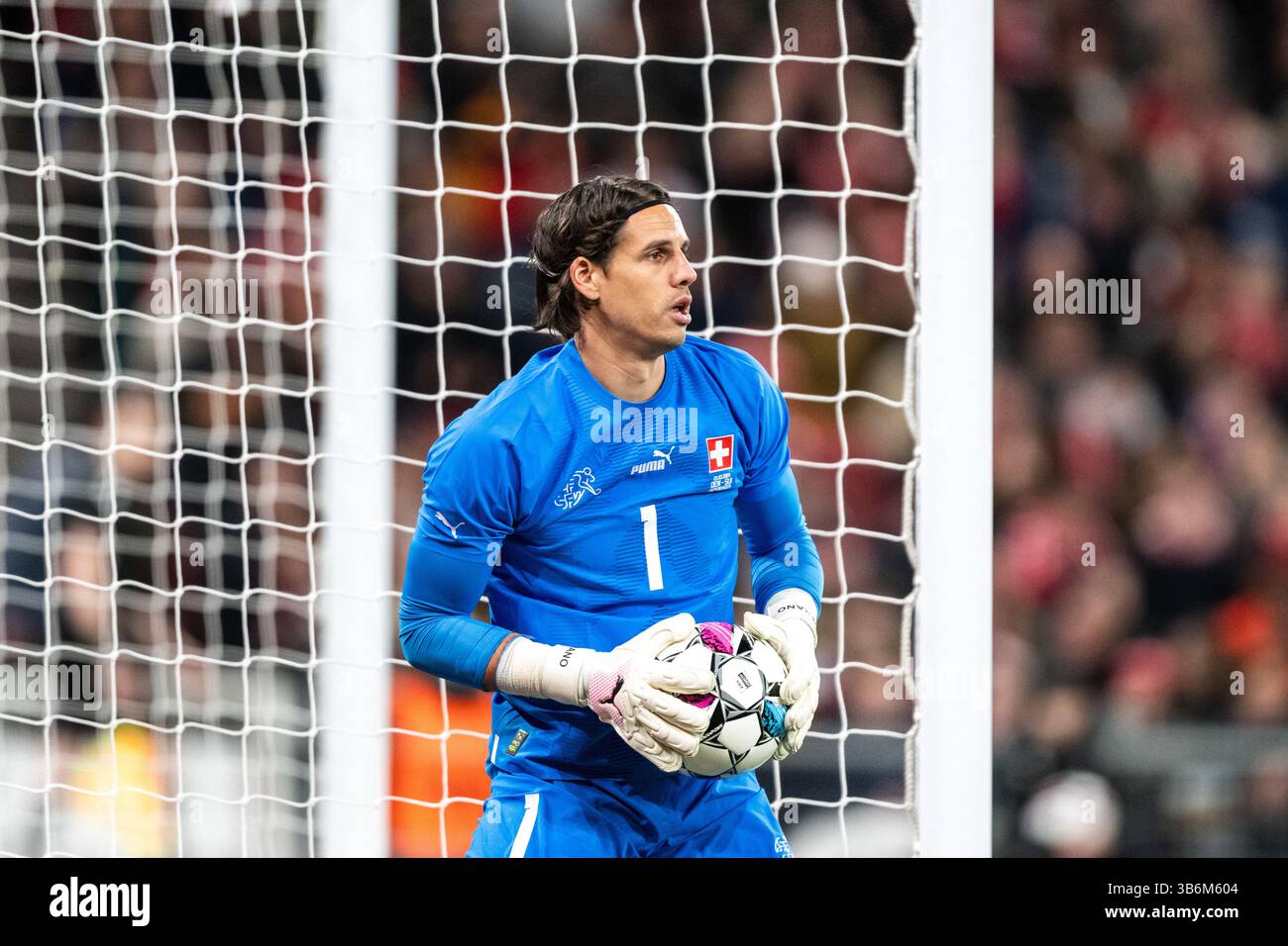 23 mars 2024, Copenhague, null, Danemark : Copenhague, Danemark. 23 mars 2024. Le gardien de but suisse Yann Sommer (1) vu lors du match amical de football entre le Danemark et la Suisse à Parken à Copenhague. (Crédit image : © Gonzales photo/Gonzales photo via ZUMA Press) Banque D'Images