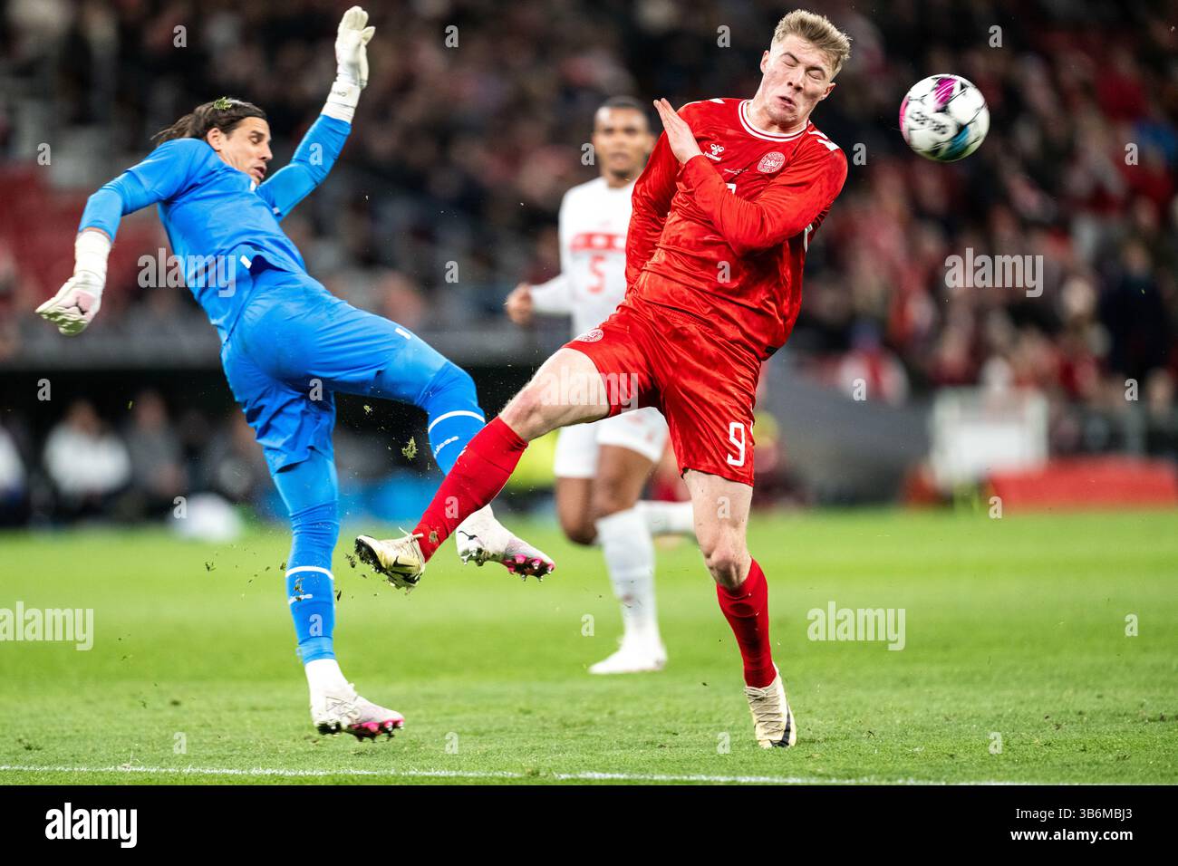 23 mars 2024, Copenhague, null, Danemark : Copenhague, Danemark. 23 mars 2024. Rasmus Hojlund (9 ans) du Danemark vu lors du match amical de football entre le Danemark et la Suisse à Parken à Copenhague. (Crédit image : © Gonzales photo/Gonzales photo via ZUMA Press) Banque D'Images