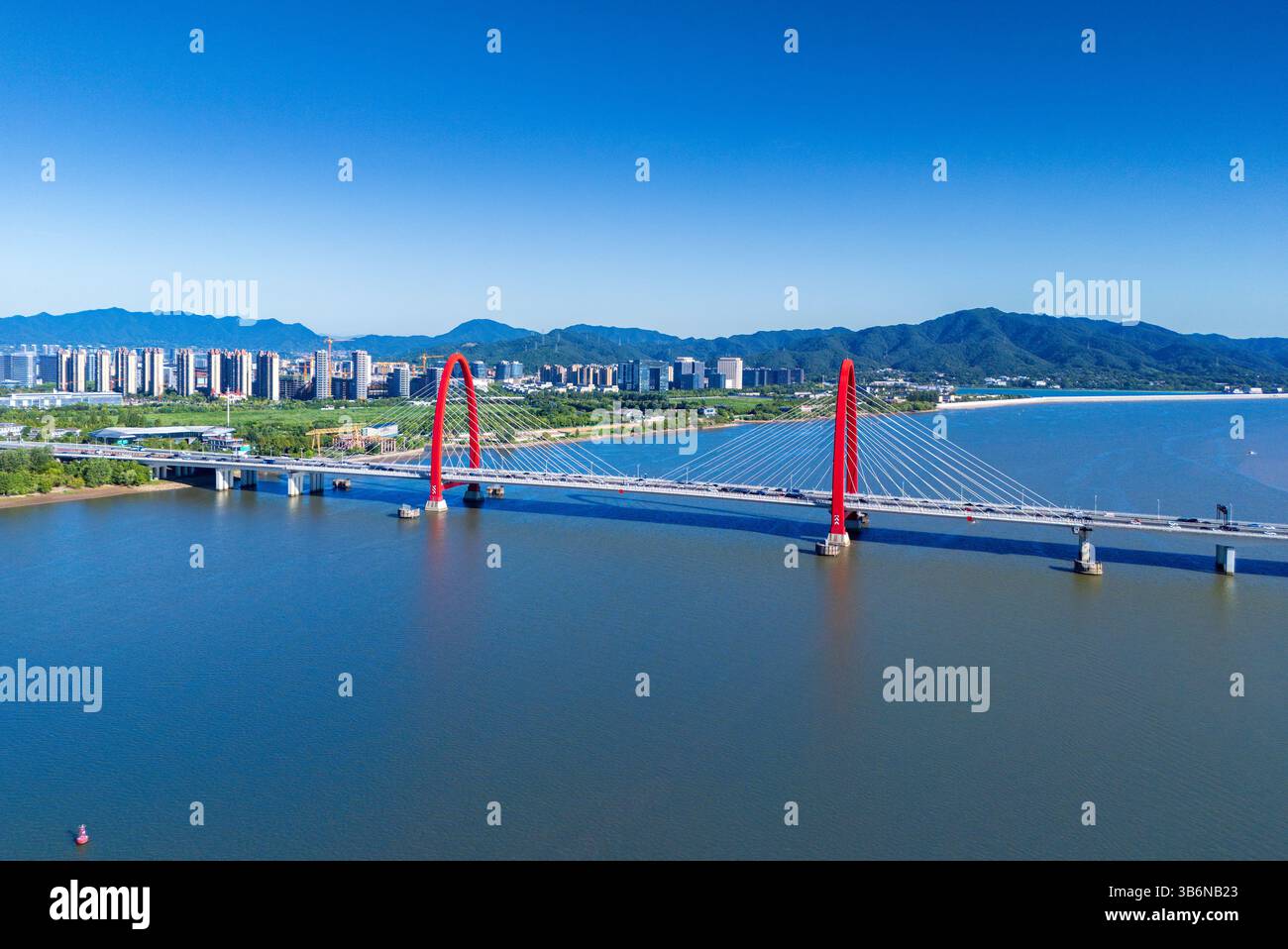 Vue aérienne du pont de Zhijiang à Hangzhou, province de Zhejiang, Chine Banque D'Images