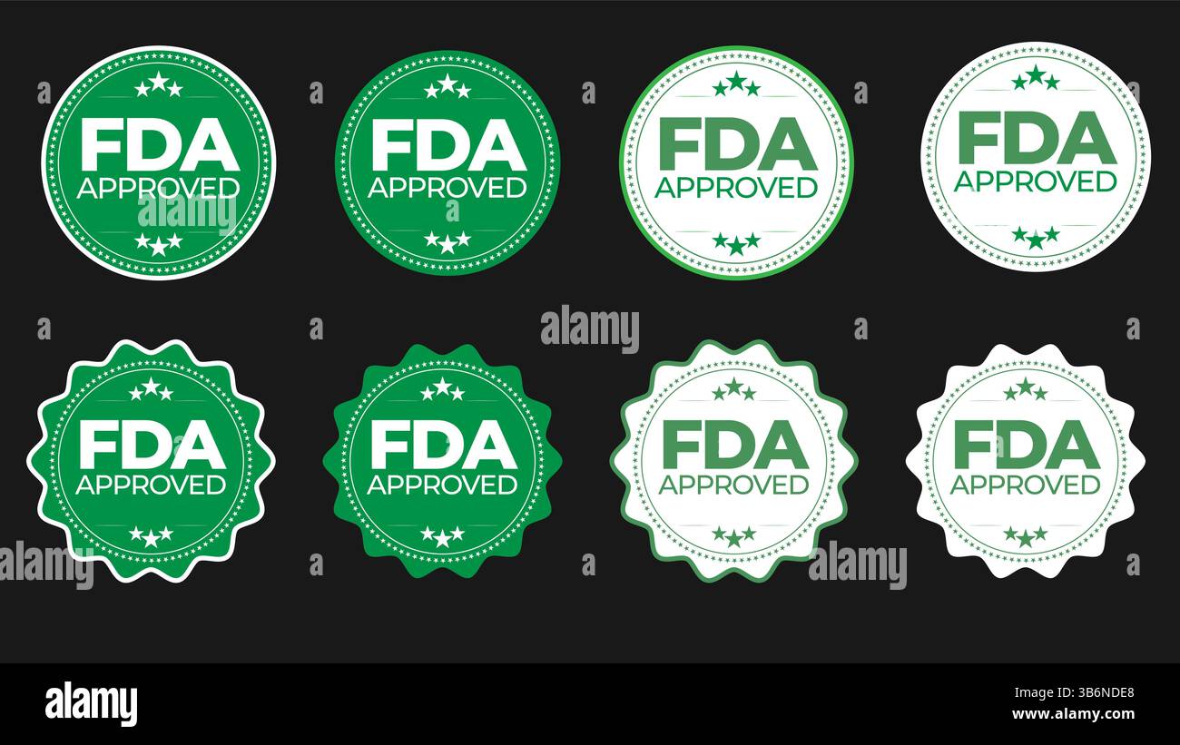 Collection de vecteur de badge approuvé par la FDA – étiquettes de certification de haute qualité pour les emballages et les produits Illustration de Vecteur