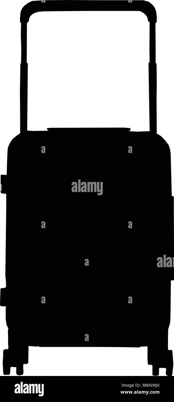 Silhouette noire d'une valise verticale avec poignée étendue Illustration de Vecteur