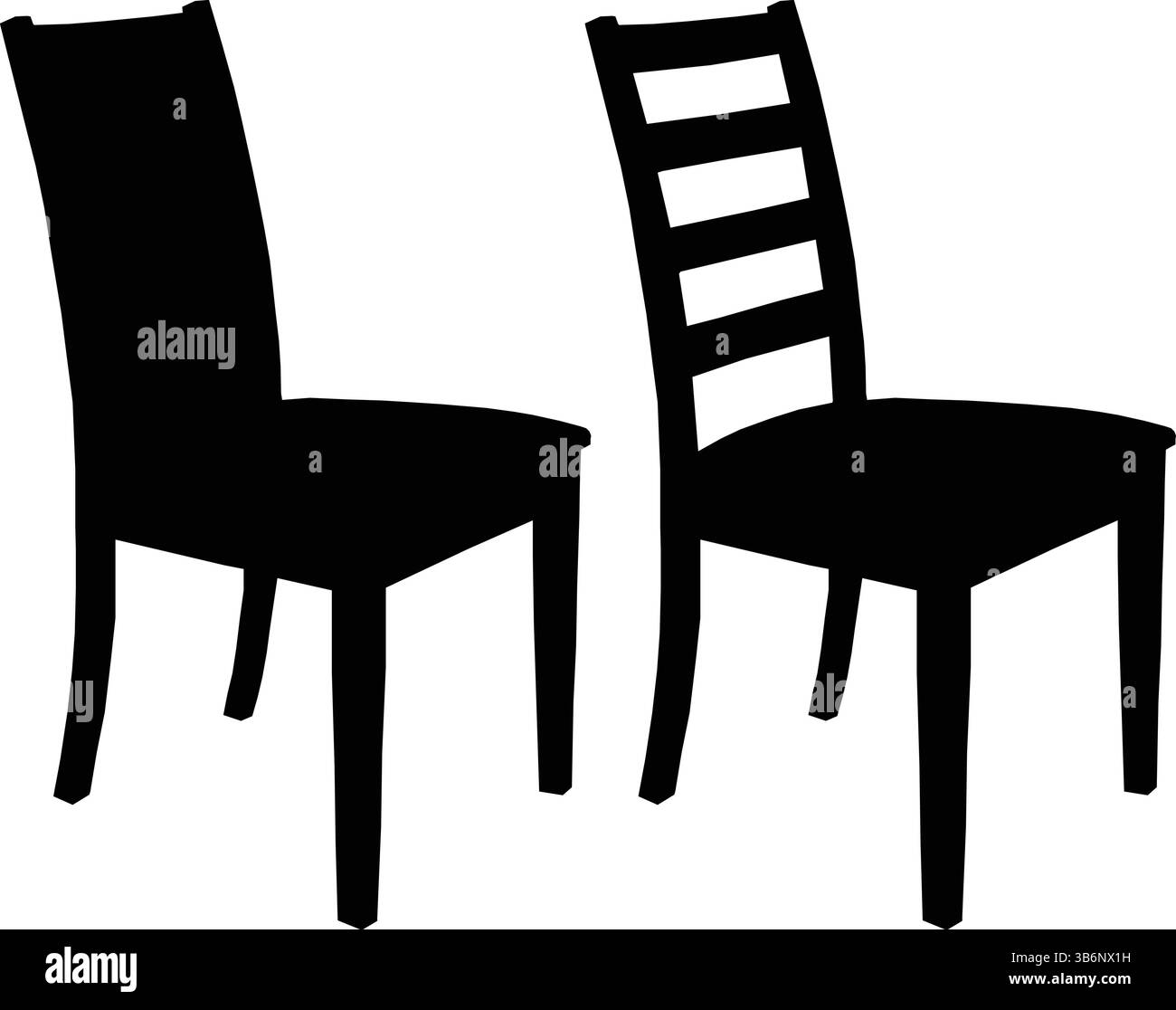 Silhouette noire de deux designs de chaise différents Illustration de Vecteur