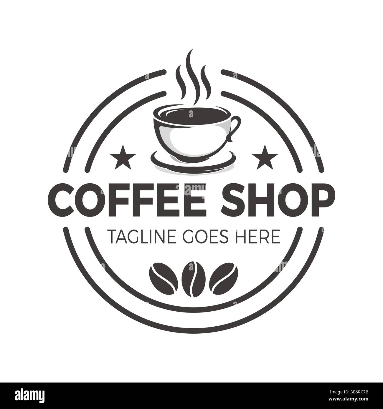 Modern Coffee Shop logo Design – emblème de tasse de style vintage pour les cafés et les marques de café. Vecteur Illustration de Vecteur