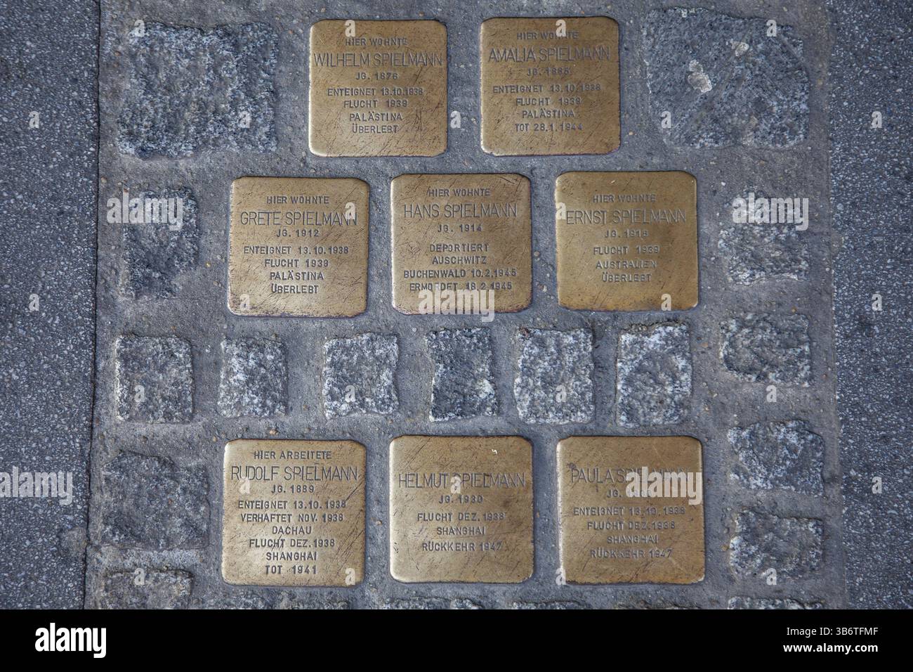 Pierres de trébuchement, plaque commémorative au lieu de pavé, campagne pour les victimes du national-socialisme, Graz, Styrie, Autriche, Europe Banque D'Images
