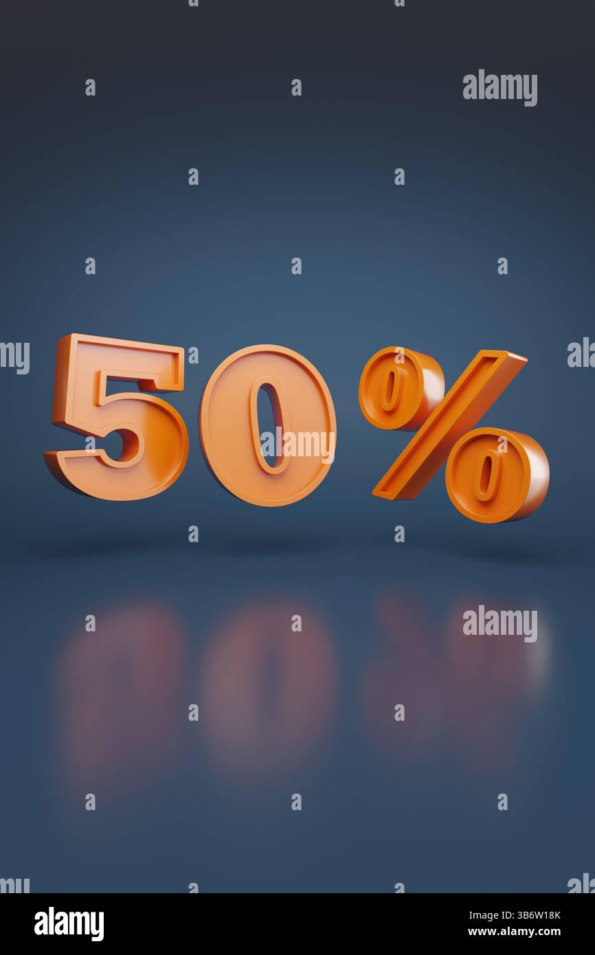 50% en trois dimensions. Illustration 3D. Banque D'Images
