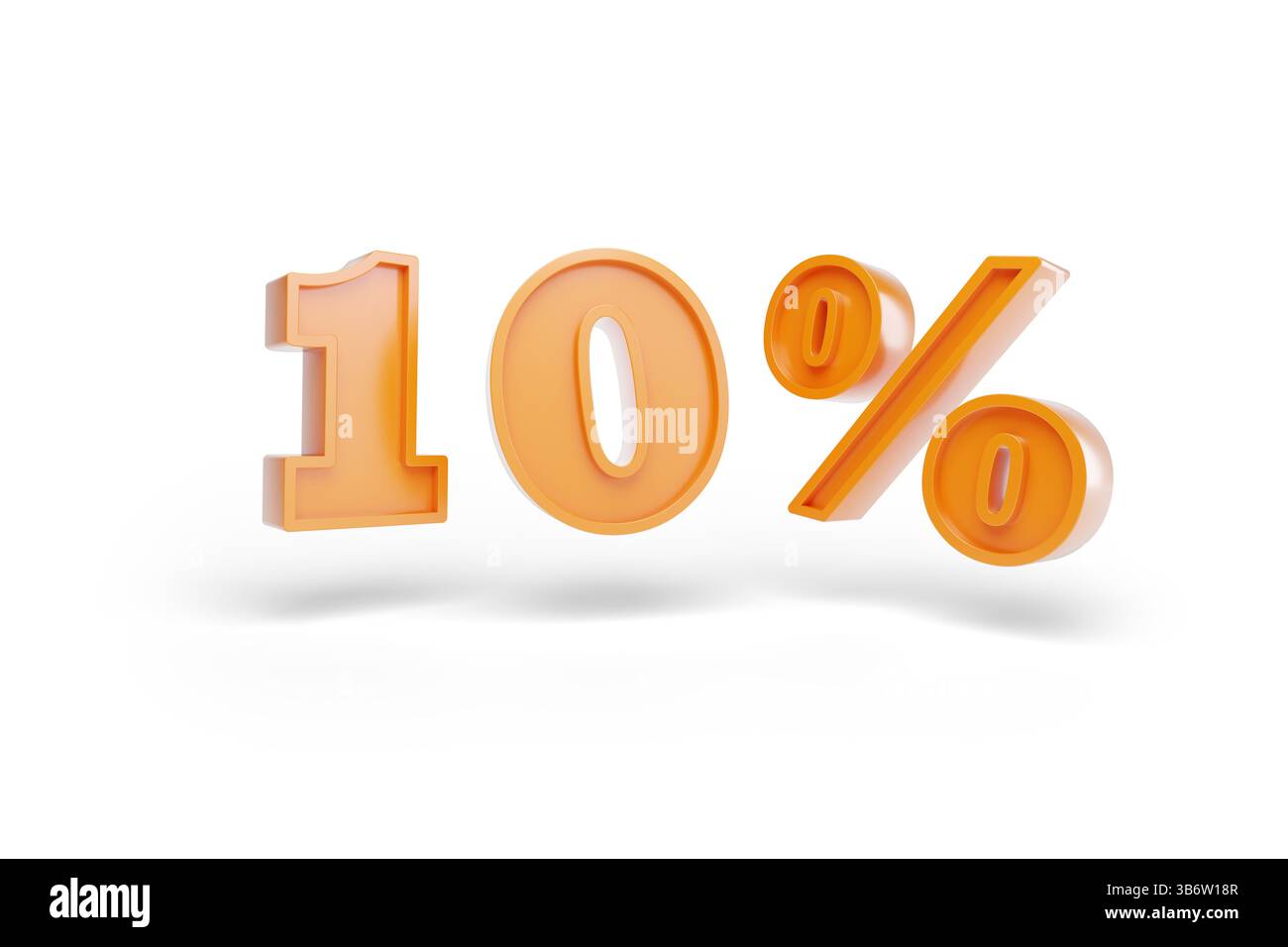 10 pour cent en trois dimensions isolé sur fond blanc. Illustration 3D. Banque D'Images
