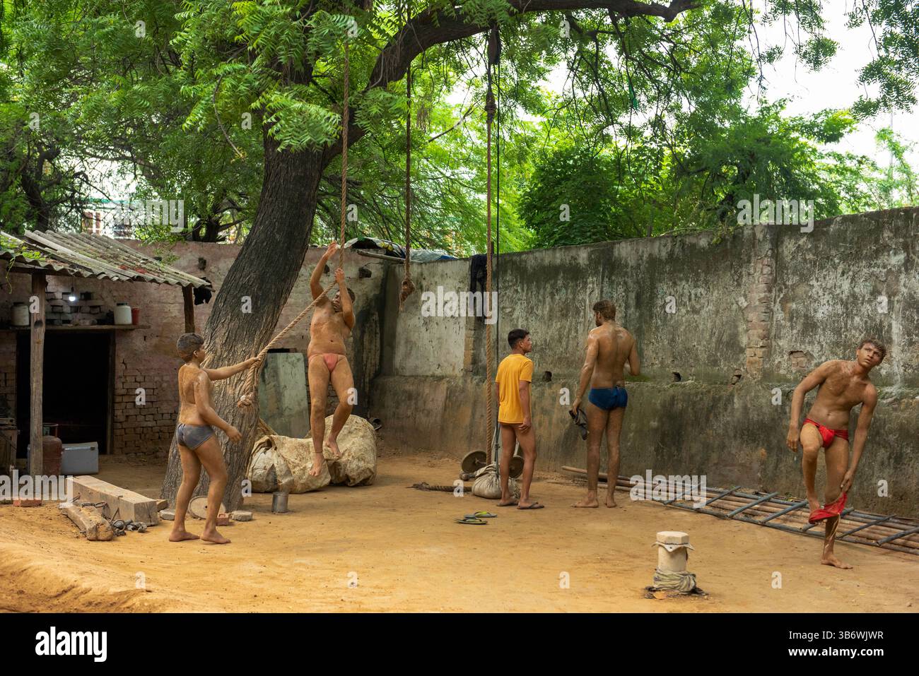 Guru Jasram Akhada, gymnase d'entraînement de lutte Kushti, Delhi Banque D'Images