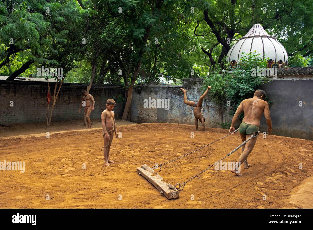 Guru Jasram Akhada, gymnase d'entraînement de lutte Kushti, Delhi Banque D'Images