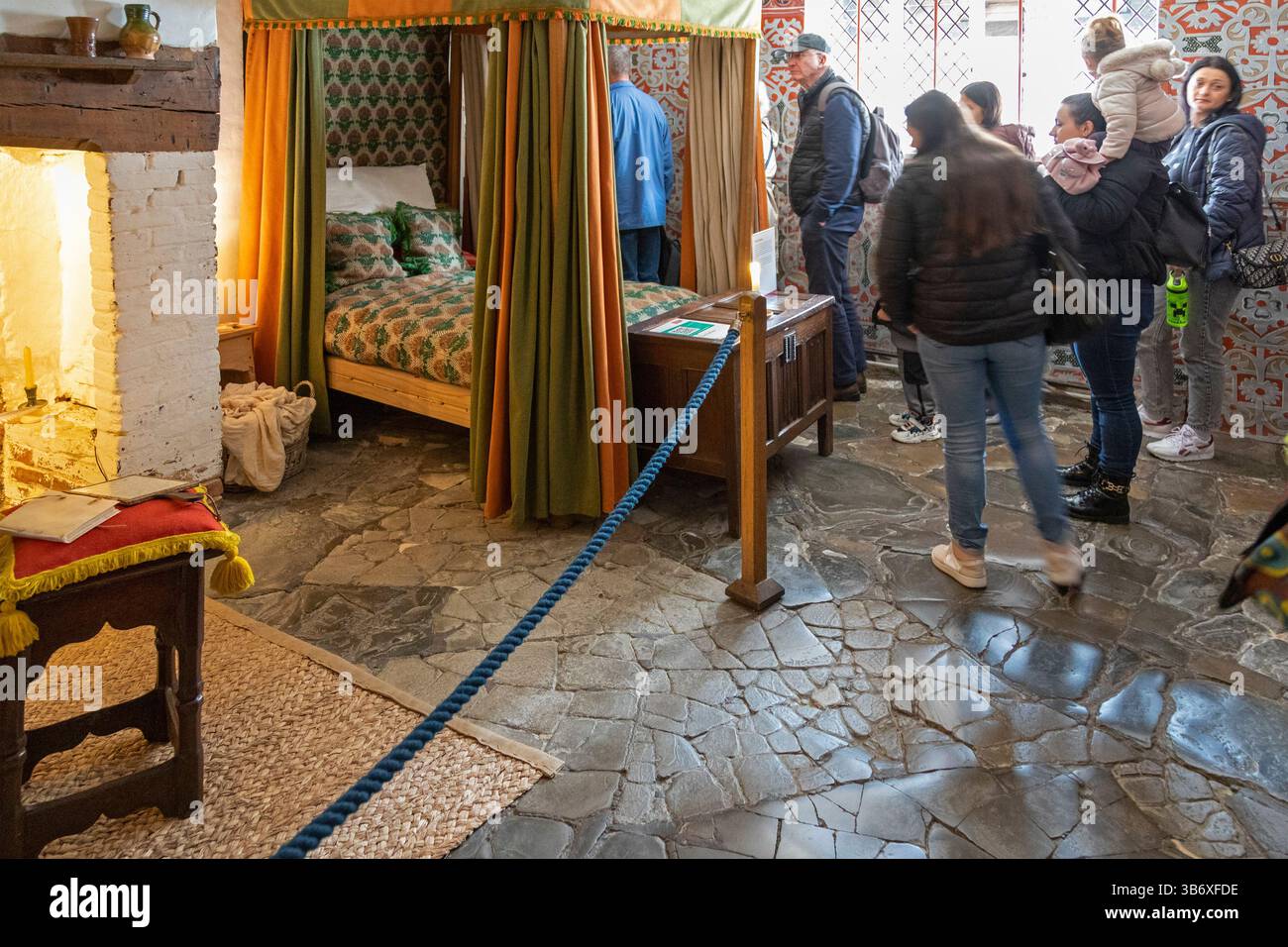 Intérieur, chambre, lit, lieu de naissance de Shakespeare, Stratford-upon-Avon, Warwickshire, Angleterre, Grande-Bretagne Banque D'Images