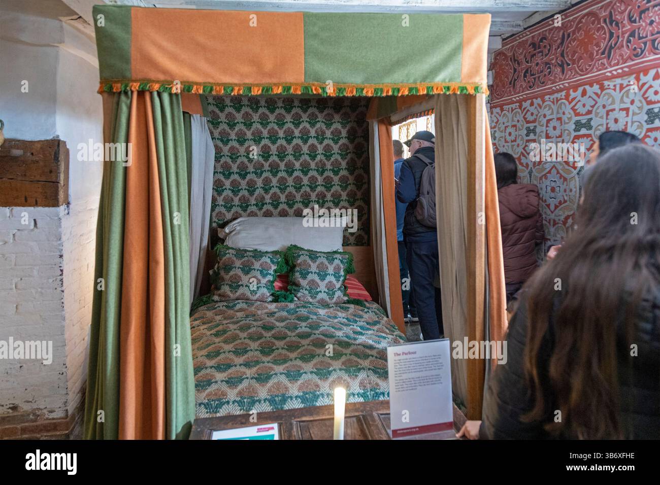 Intérieur, chambre, lit, lieu de naissance de Shakespeare, Stratford-upon-Avon, Warwickshire, Angleterre, Grande-Bretagne Banque D'Images