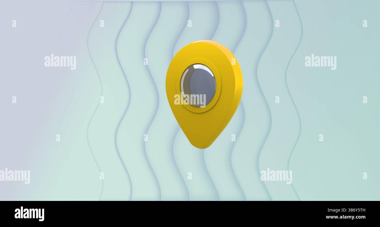 Illustration de la marque de position sur fond vert avec des vagues Banque D'Images