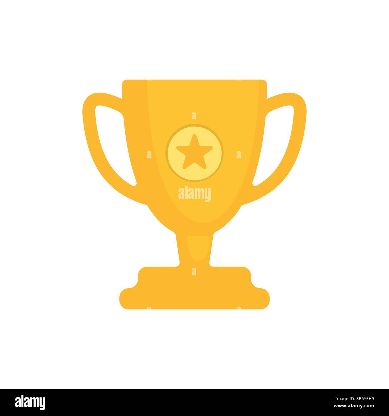 Icône Golden Trophy Cup avec illustration vectorielle Star Flat du prix du gagnant pour la réussite, le succès et la victoire Illustration de Vecteur