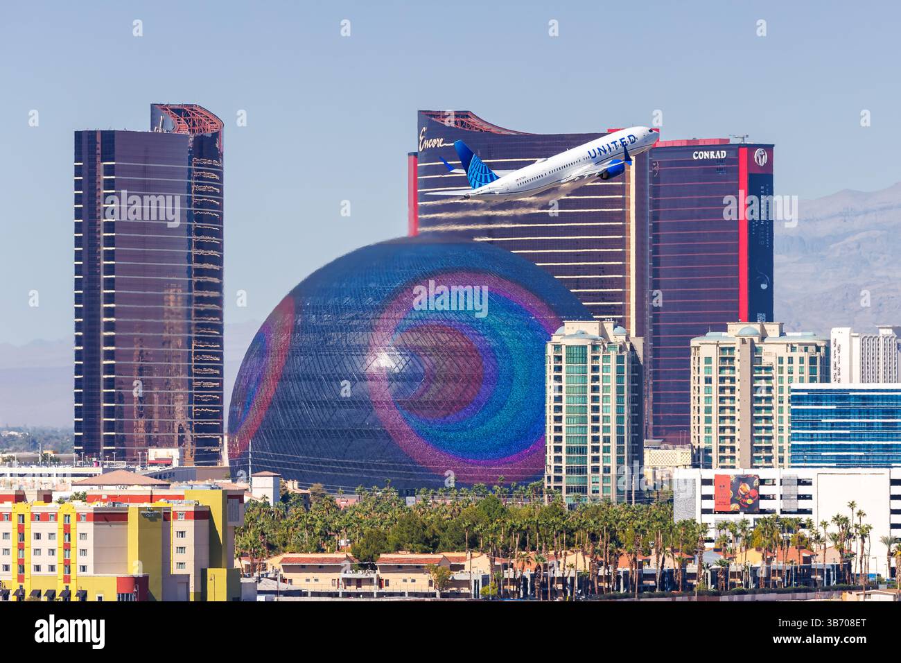 Las Vegas, États-Unis - 14 octobre 2024 : avion Boeing 737-9 MAX de United Airlines à l'aéroport de Las Vegas aux États-Unis. Banque D'Images
