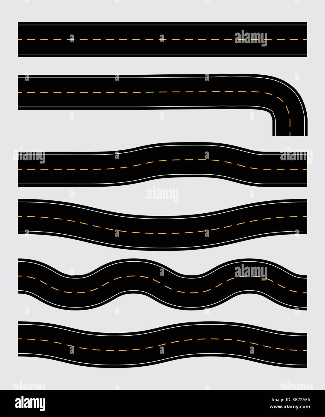 Routes autoroutières, ensemble isolé de rues droites et sinueuses ou de voies Illustration de Vecteur