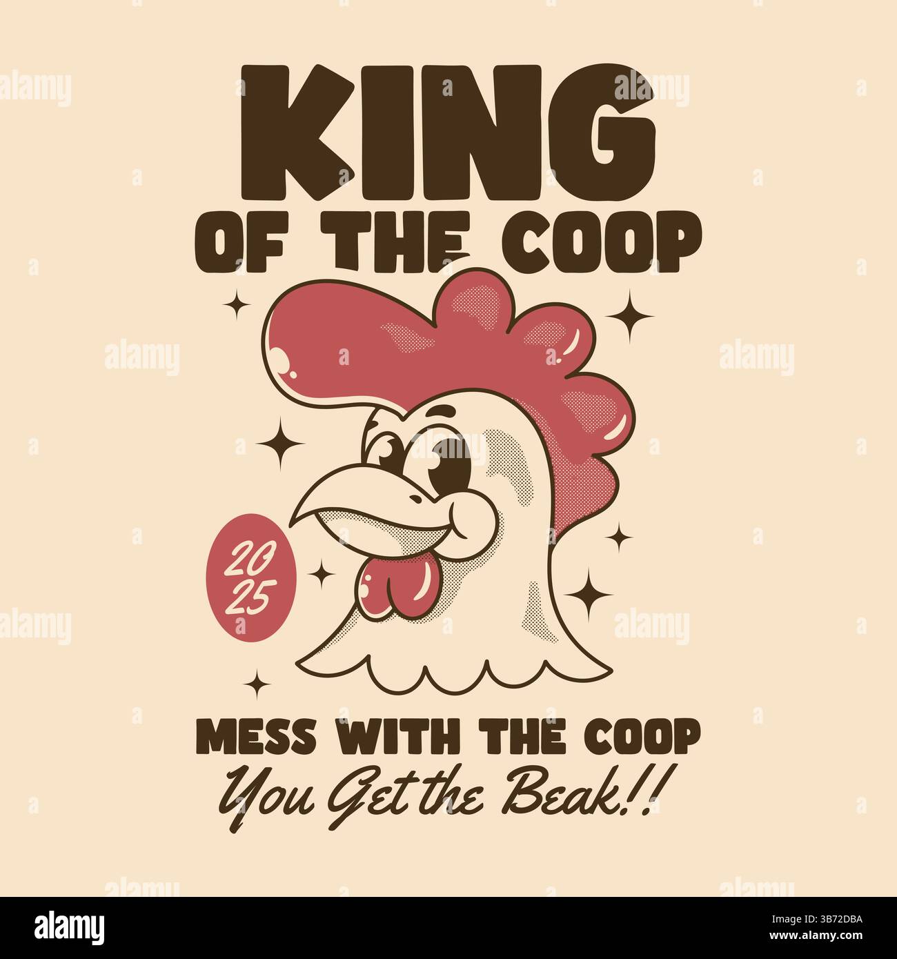 Charmante conception de dessin animé de poulet avec texte audacieux et flair rétro pour des objets ludiques sur le thème de la ferme Illustration de Vecteur Charmante conception de dessin animé de poulet avec texte audacieux et flair rétro pour des objets ludiques sur le thème de la ferme Illustration de Vecteur