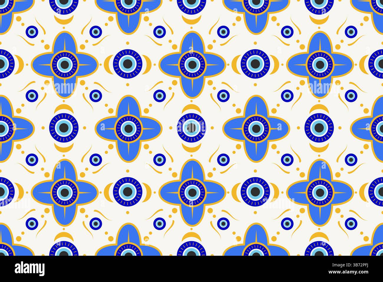 Motif turc mauvais oeil. Ornement grec fond sans couture avec des perles bleues. Amulette magique nazar. Symbole abstrait de l'énergie de chance et de la protection Illustration de Vecteur