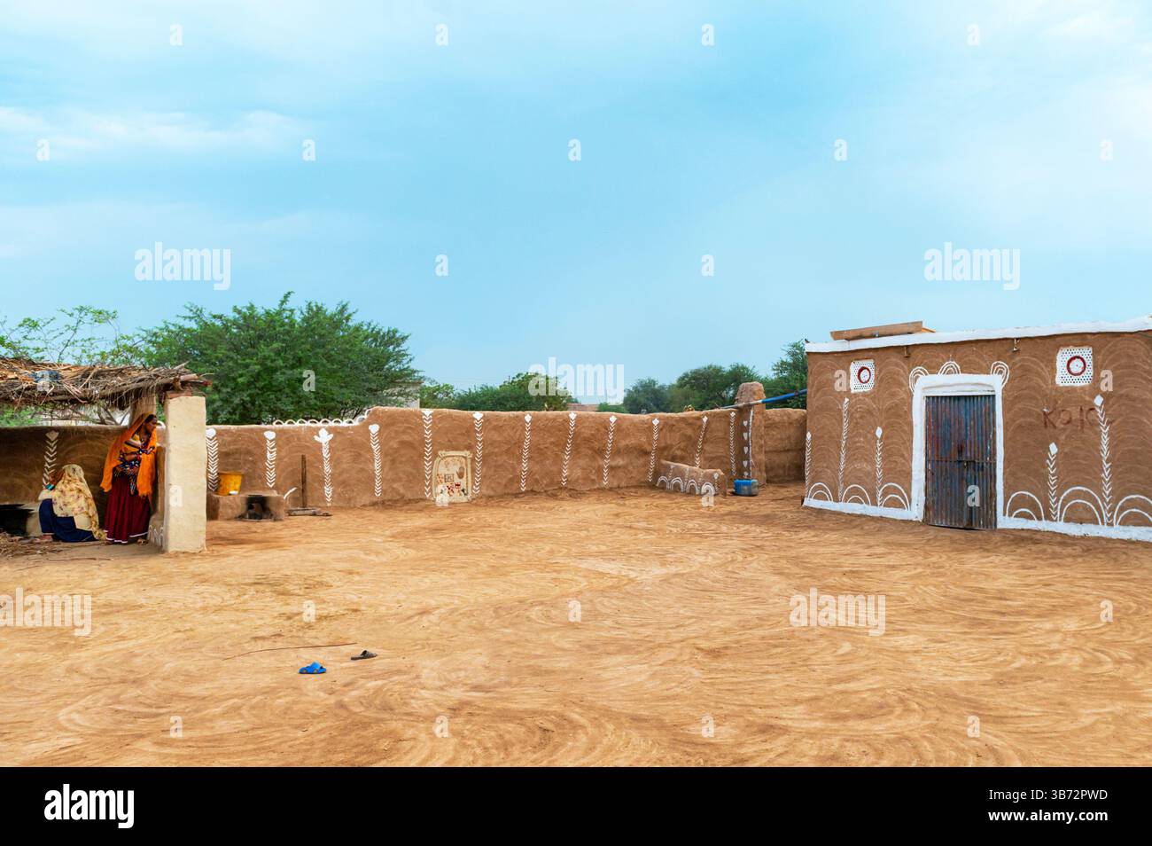 Vieille maison faite de boue dans le désert du cholistan, rohi, Pakistan Banque D'Images