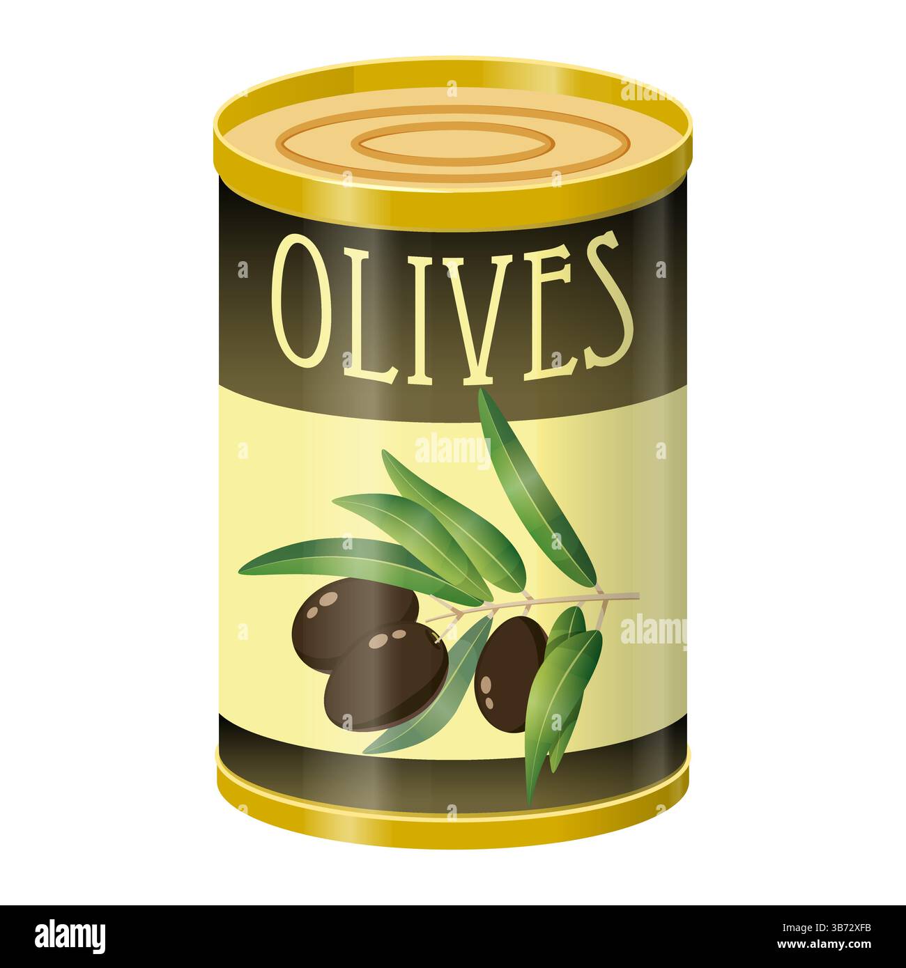 Olives noires en boîte métallique Illustration de Vecteur
