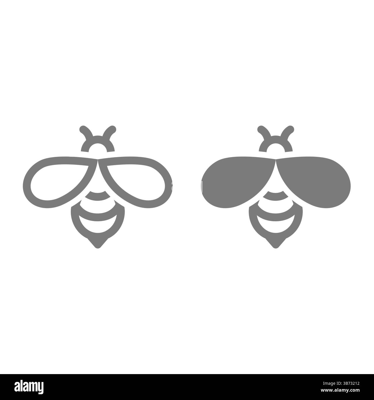 Jeu d'icônes de remplissage et de ligne d'abeille. Icônes vectorielles Honeybee ou Bees. Illustration de Vecteur