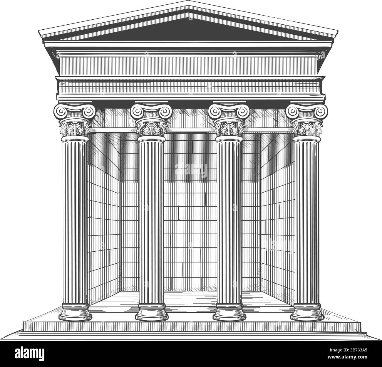 Immeuble ancien avec des colonnes Illustration de Vecteur