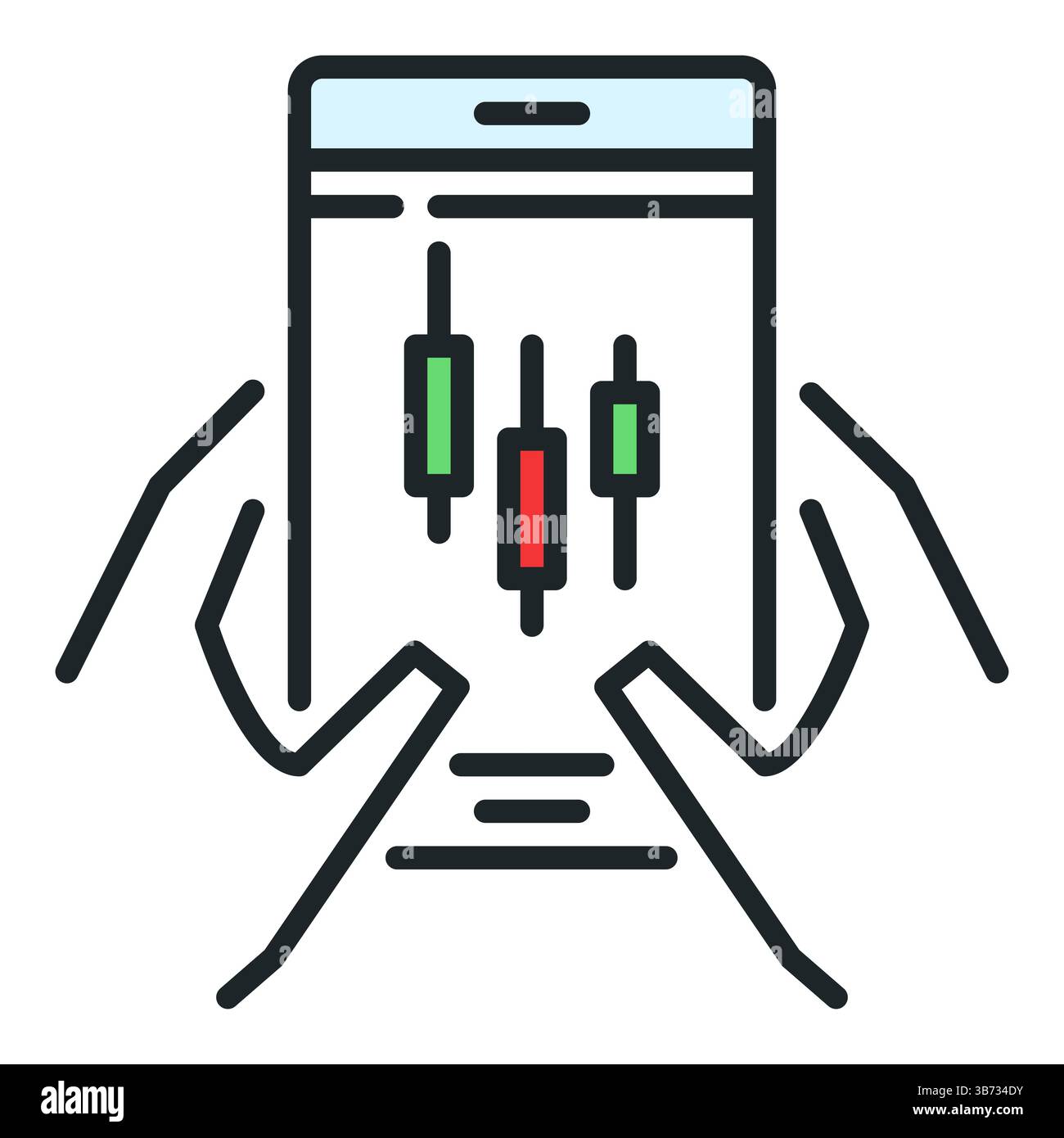 Smartphone avec icône ou signe coloré de concept de trading mobile de vecteur de graphique de chandelier Illustration de Vecteur