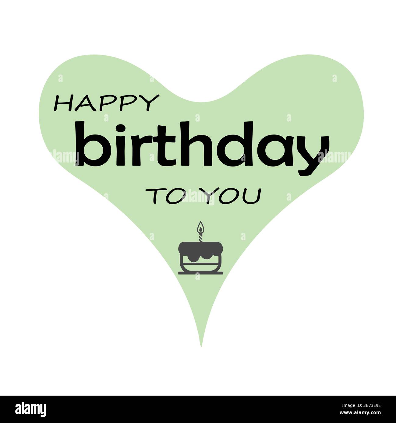 Joyeux anniversaire à vous texte avec gâteau et élément de décoration d'icône de coeur pour la conception de carte de voeux de célébration d'anniversaire isolé sur fond blanc. Illustration de Vecteur