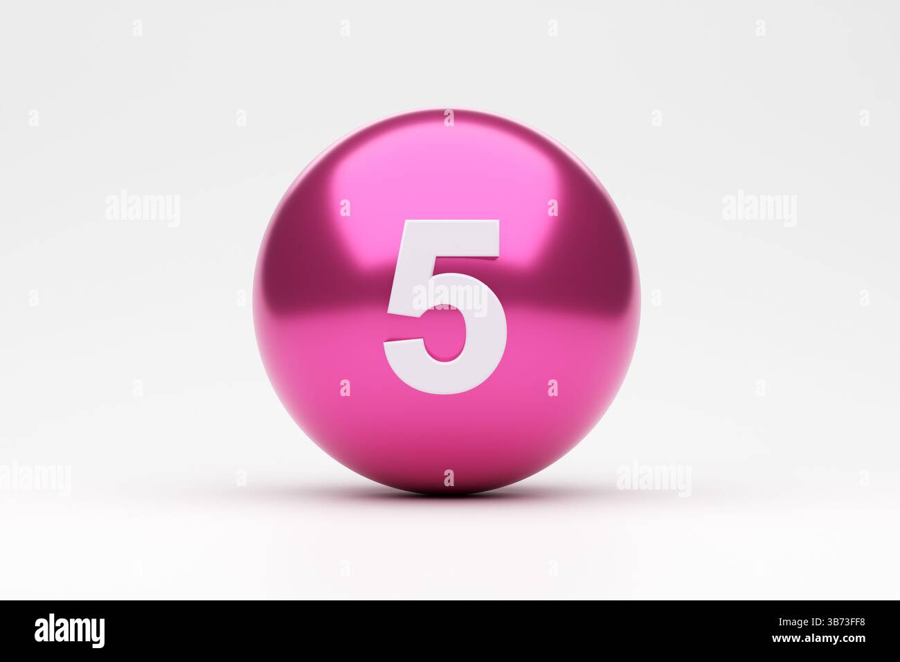 Sphère rose avec un nombre blanc cinq, représentant des concepts comme le classement, le comptage ou donner un score Banque D'Images