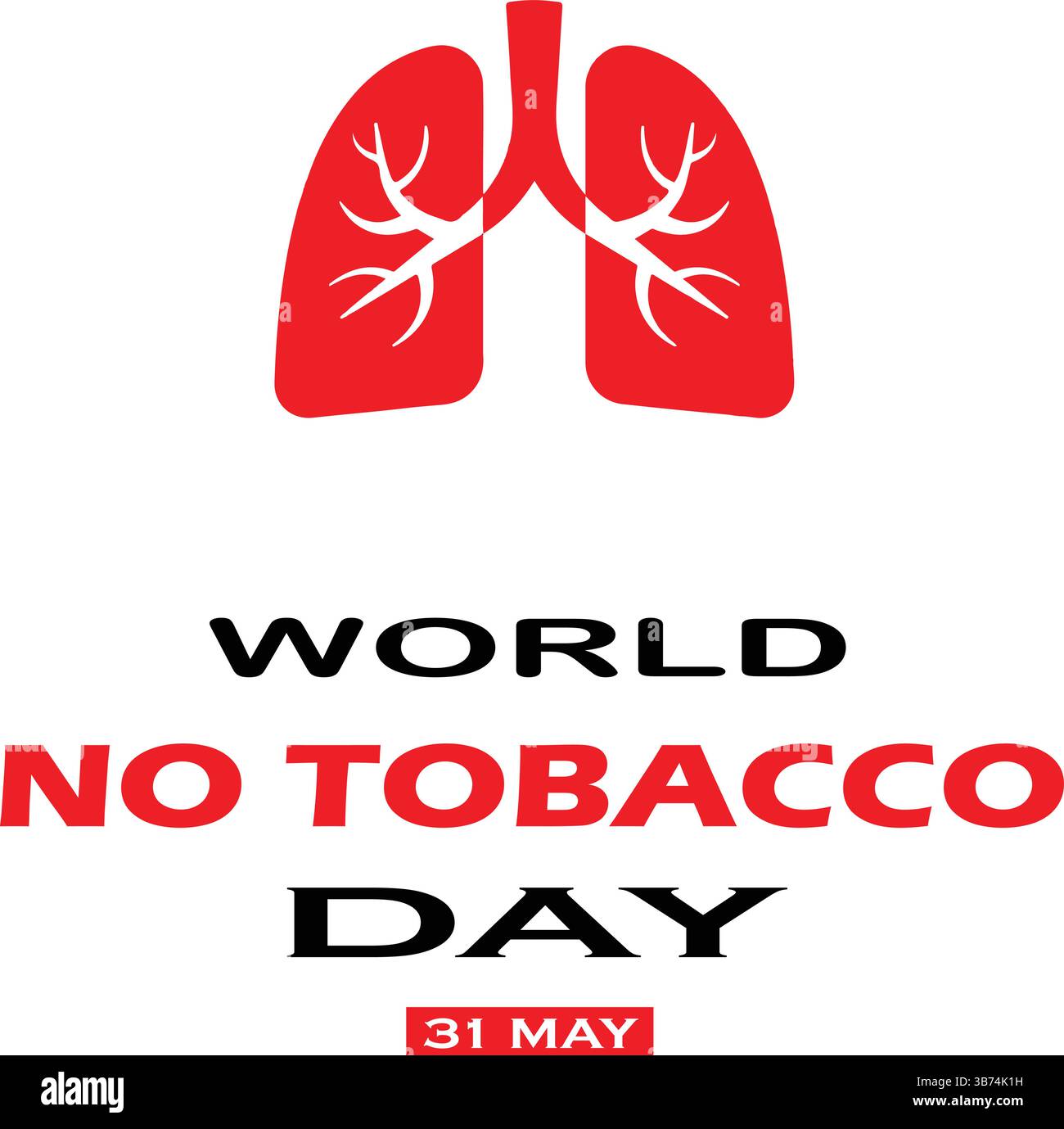Journée mondiale sans tabac 31 mai. Affiche de sensibilisation à l'arrêt du tabac, conception de bannière. Concept d'illustration vectorielle créative de santé des poumons. Illustration de Vecteur