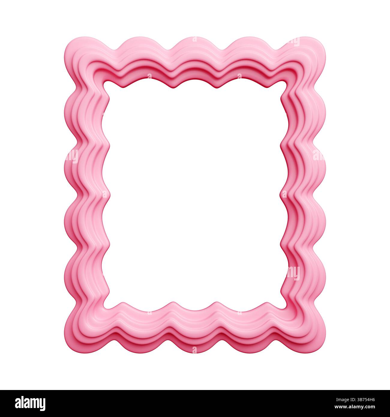 Cadre de bordure rose 3d Saint-Jacques présente des coquilles Saint-Jacques ondulées de mollusque. Banque D'Images