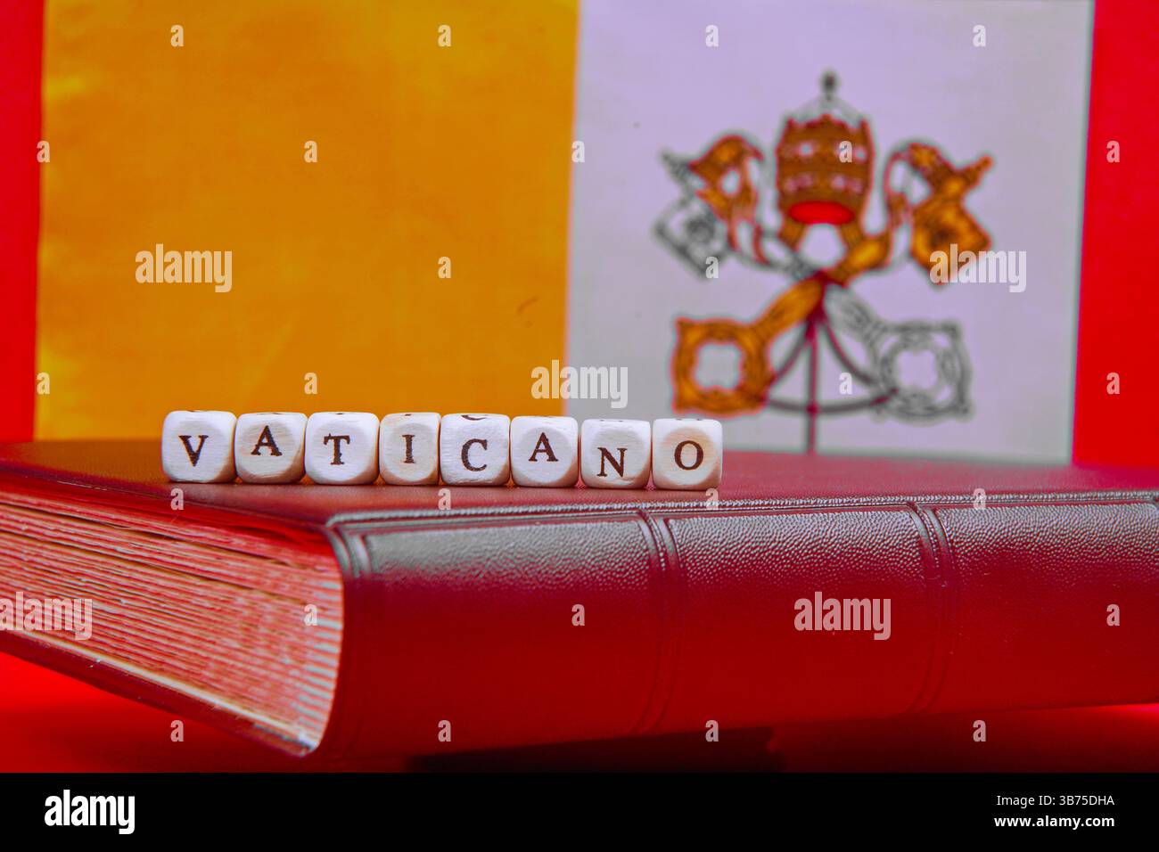 L'inscription Vatican sur le fond du drapeau Banque D'Images