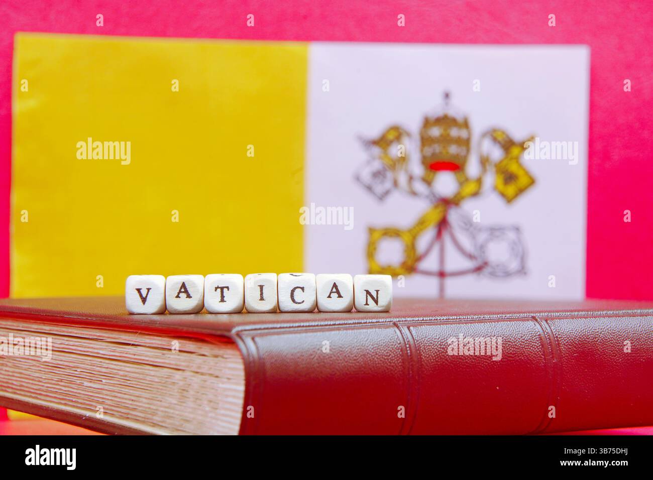 L'inscription Vatican sur le fond du drapeau Banque D'Images