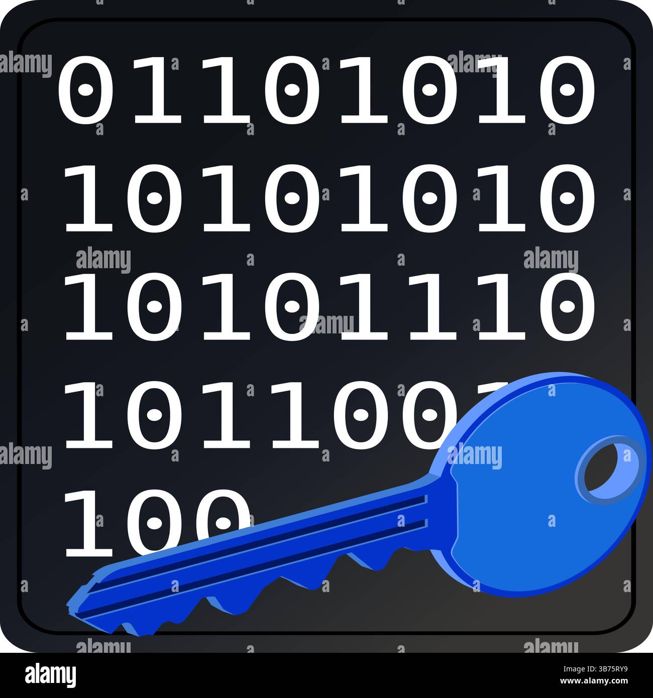 Icône de fichier crypté avec code binaire et symbole de clé - vecteur de sécurité numérique Illustration de Vecteur