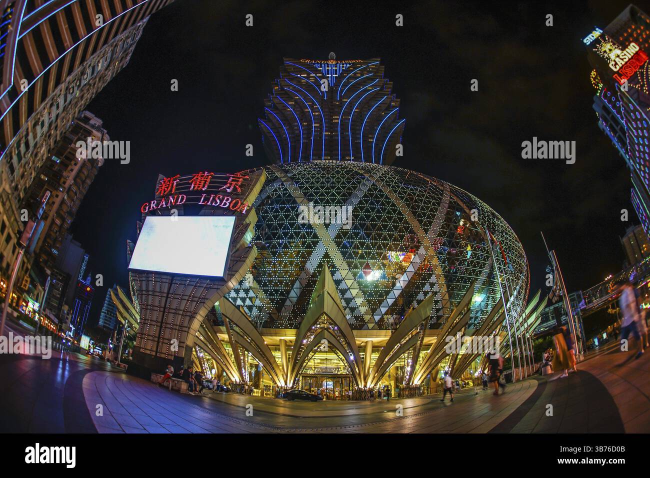 Macao région administrative spéciale de la vue de nuit (Grand Lisboa). Lieu de tournage : région administrative spéciale de Macao Banque D'Images