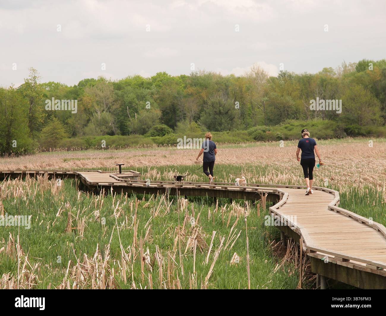 Deux femmes empruntent la promenade Vernon NJ qui est reliée à la piste Appalachian Trail qui longe l'est des États-Unis de Géorgie au Maine. Banque D'Images