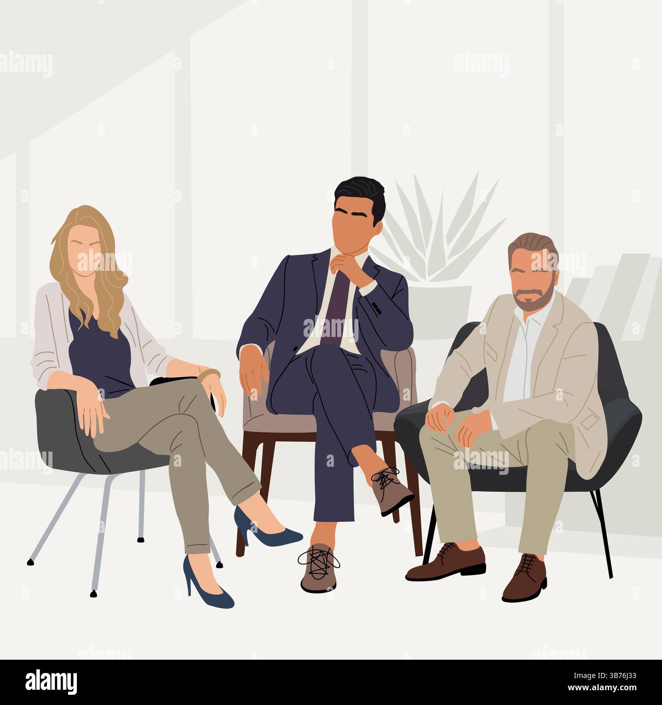 Les gens d'affaires assis dans la salle de bureau moderne Illustration de Vecteur