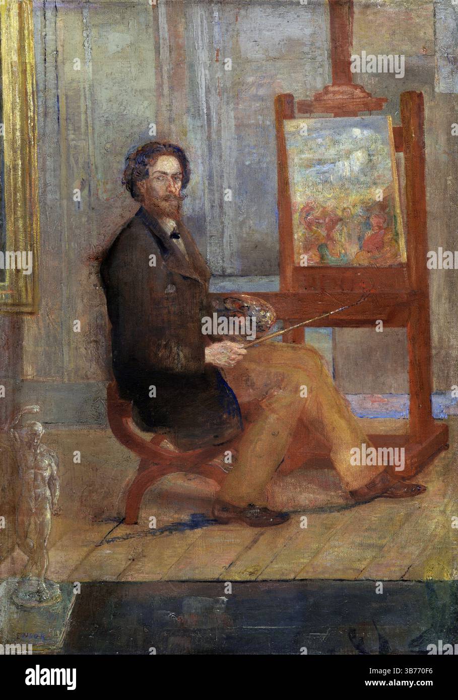 James Ensor. Autoportrait de l'artiste expressionniste belge James Sidney Edouard, baron Ensor (1860-1949), huile sur toile, v. 1890 Banque D'Images