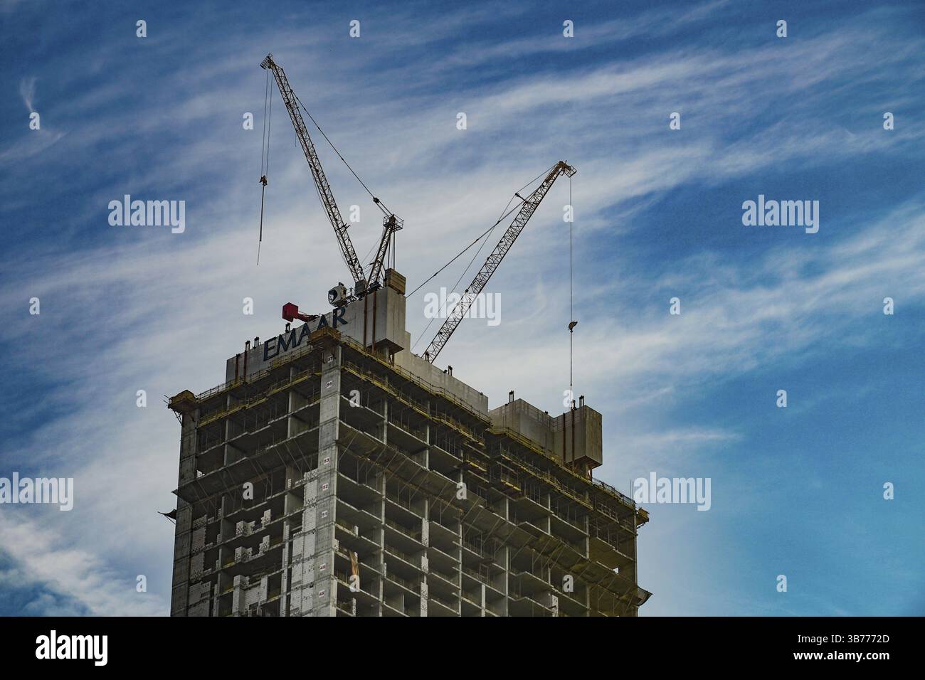 Paysage de construction de bâtiment de Dubaï. Lieu de tournage : Dubaï Banque D'Images