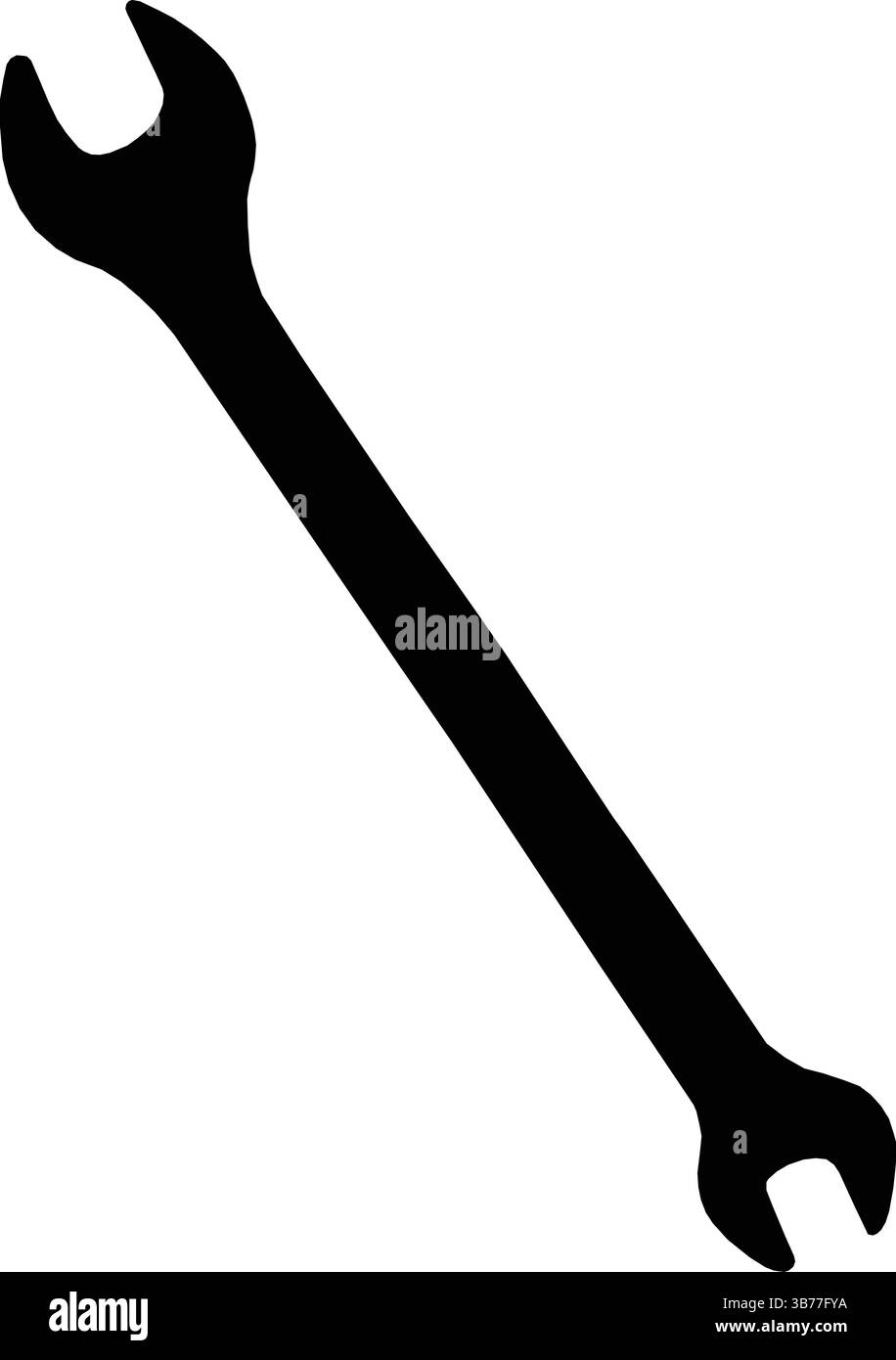 Silhouette d'une clé à fourche à deux extrémités avec ouvertures en forme de U, outil essentiel pour la mécanique, les réparations automobiles et l'utilisation de matériel Illustration de Vecteur