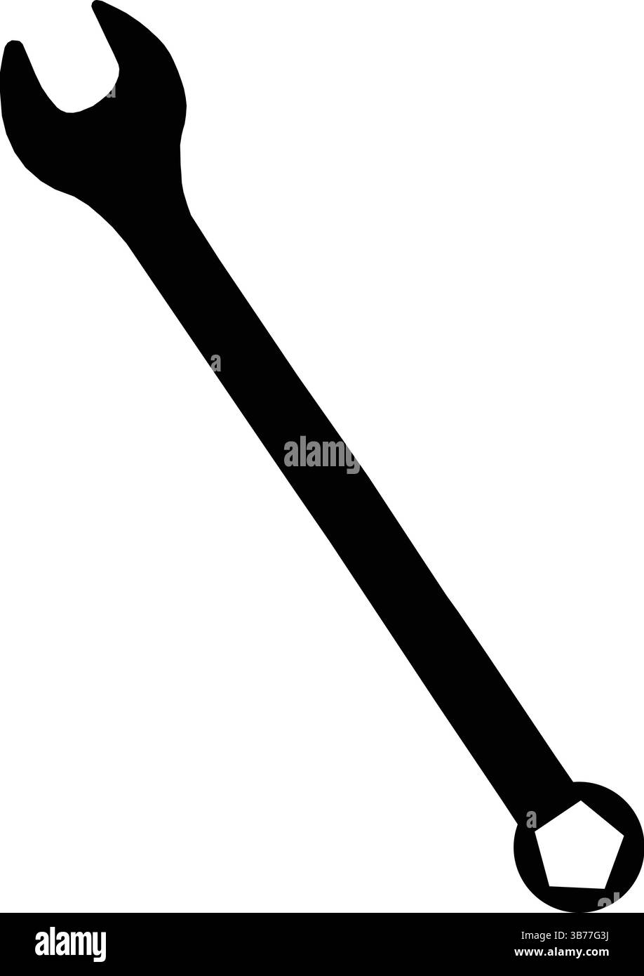 Silhouette d'une clé mixte avec extrémité ouverte et boîte, outil essentiel pour la mécanique, les réparations automobiles et l'utilisation industrielle Illustration de Vecteur