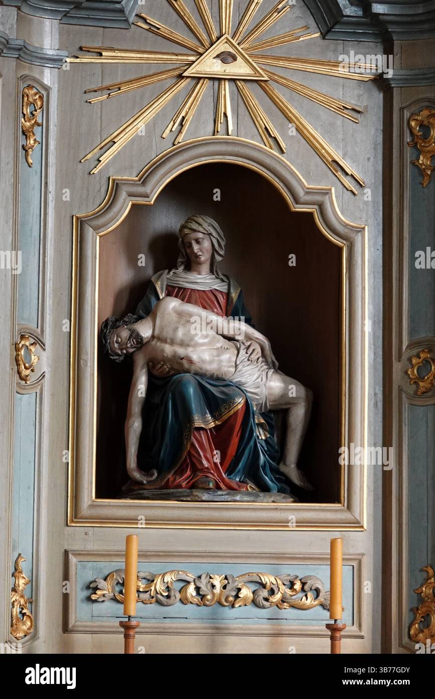 Halle, NRW, Allemagne - 7 mars 2025 ce Pietà date de la fin du XVIIe siècle. C'est dans une petite église appelée confectionner John l'évangéliste Stockkämpen. Il b Banque D'Images