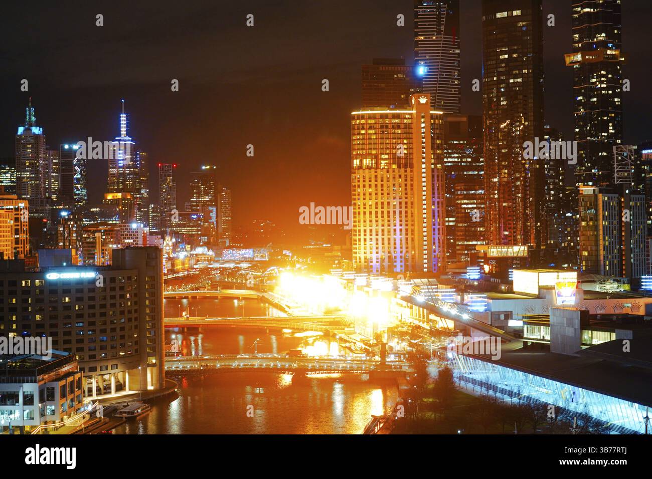 Melbourne vue de nuit Australie. Lieu de tournage : Melbourne Banque D'Images