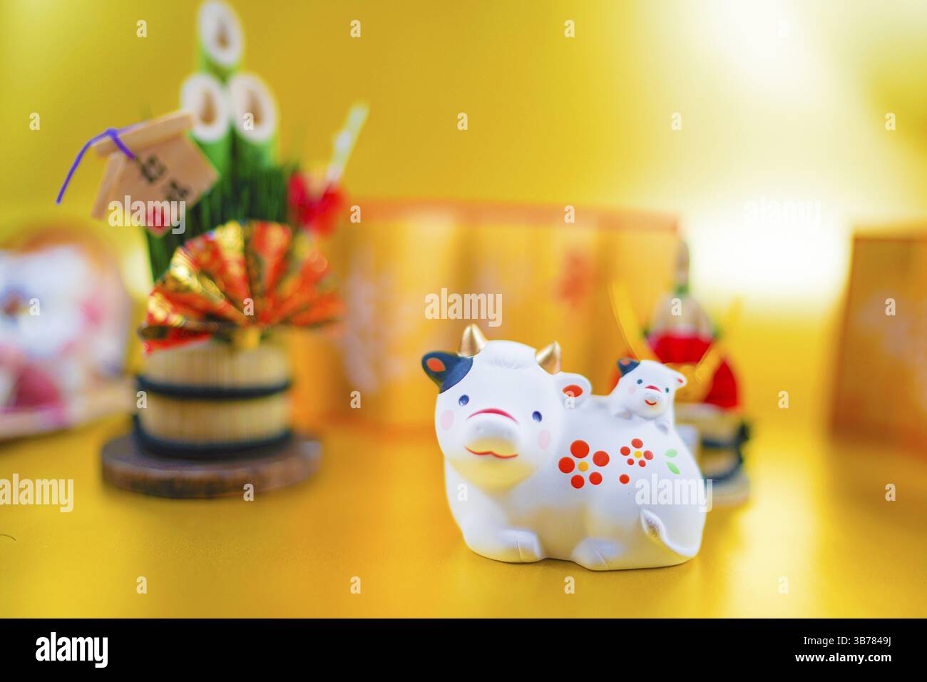Cartes de vœux de l'année du bœuf, matériel du nouvel an (zodiaque du nouvel an 2021). Lieu de tournage : préfecture de kanagawa, ville de Yokohama Banque D'Images